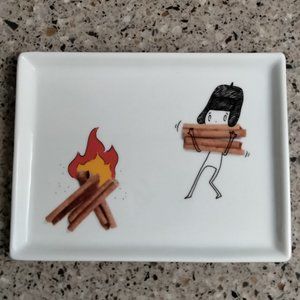 New 2012 Retired Oliver Cinnamon Stick Fire Appetizer Plate